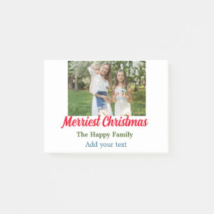 Merriest joyful christmas holiday add family name post-it notes