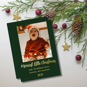 Merriest little christmas gold foil green