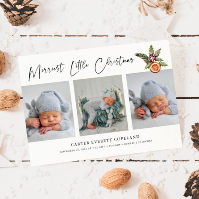 Merriest Little Christmas Multi Photo Birth  Announcement (Creator Uploaded)