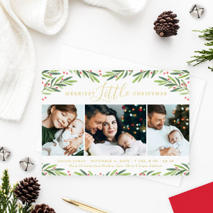 Merriest Little Christmas Photo Collage with Gold