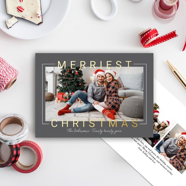 Merriest Modern Gold Text Charcoal Grey Photo (Creator Uploaded)