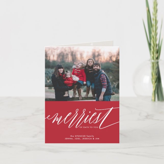 Merriest of Days Christmas Holiday Folded Card (Front)