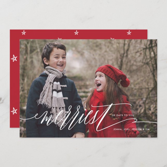 Merriest of Days Christmas Holiday Photo Card (Front/Back)