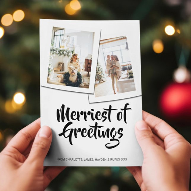 Merriest of Greetings Christmas Personalised Holiday Card (Merriest of Greetings Christmas Personalized Holiday Cards from Ricaso. Add your own photos and text)