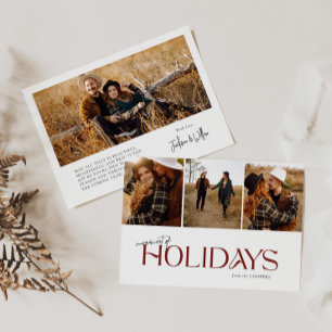 Merriest of Holidays Modern 3 Photo Collage Holiday Card