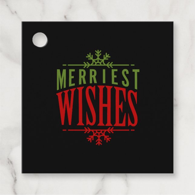 Merriest Wishes Christmas Message Favour Tags (Front)