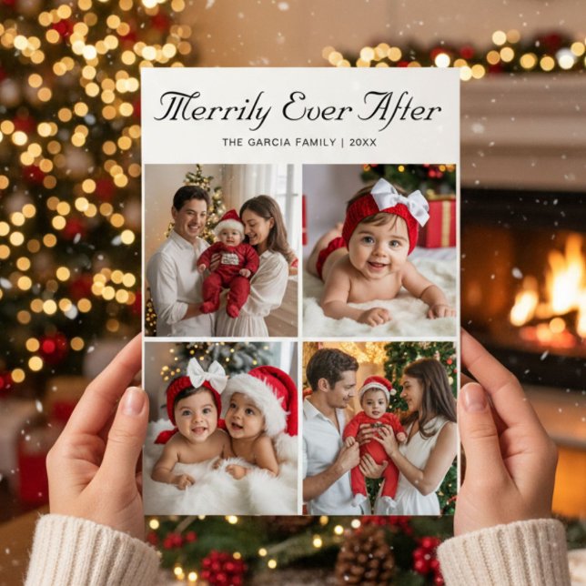 Merrily Ever After Elegant Family Christmas Card (Creator Uploaded)