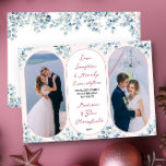 Merrily Ever After Eucalyptus Newlywed Photo Holiday Card<br><div class="desc">Elegant and modern, newlywed holiday photo cards with delicate wintery eucalyptus design and handwritten typography. Your photos are display in tall, vertical oval shapes and the design is lettered with "love laughter & merrily ever after". You can also add your personalised greeting, such as warmest wishes from the new mr...</div>