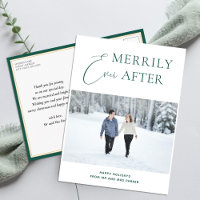 Merrily Ever After Green Script Christmas Photo