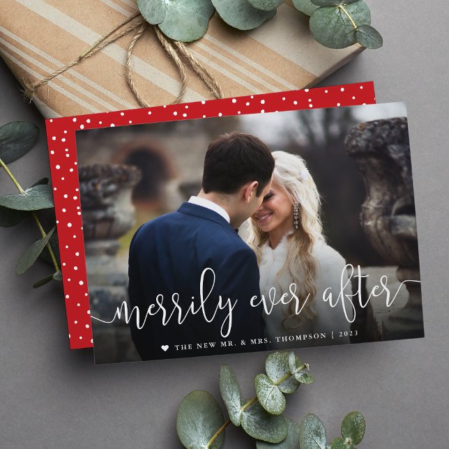 Merrily Ever After | Holiday Photo Card | White (Creator Uploaded)
