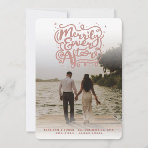 Merrily Ever After Knot & Sparkles Photo Wedding Holiday Card