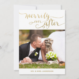 Merrily Ever After Married Holiday Photo Card