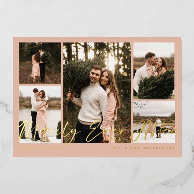 Merrily Ever After Minimal 5 Photo Collage (Front)
