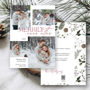 Merrily Ever After Newlywed 4 Wedding Photo Holiday Card