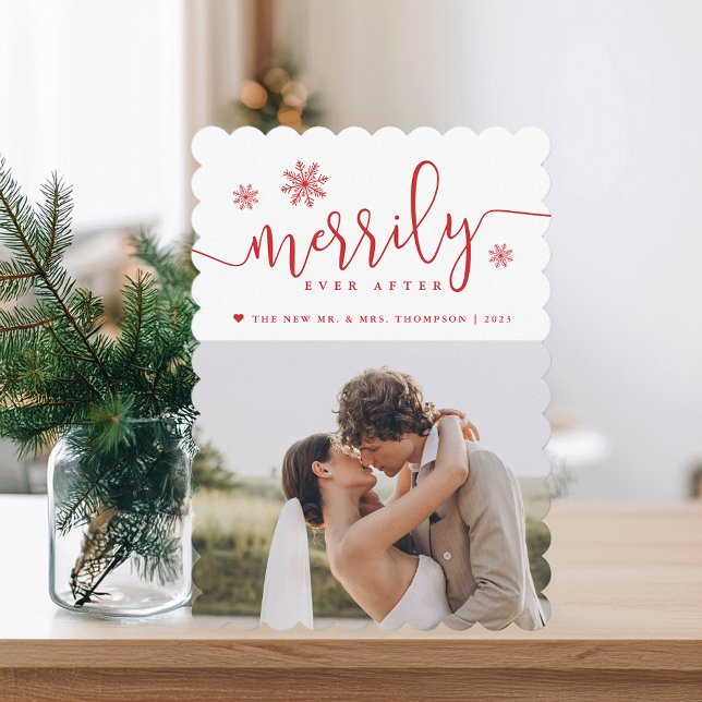 Merrily Ever After | Newlywed Holiday Photo Card (Creator Uploaded)