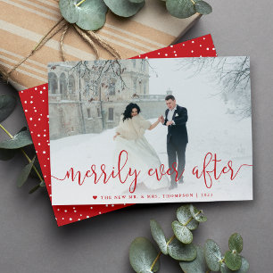 Merrily Ever After Newlywed Holiday Photo Card
