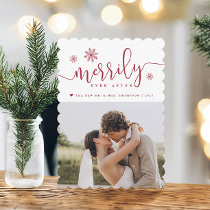 Merrily Ever After Newlywed Photo Holiday Card