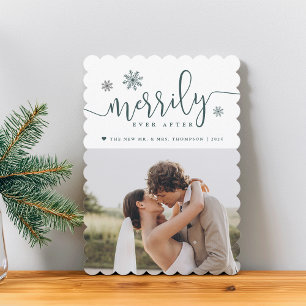 Merrily Ever After   Newlywed Photo Holiday Card