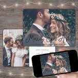 Merrily Ever After Newlyweds 1st Christmas 2 Photo Holiday Card<br><div class="desc">Send joyful holiday wishes as a new Mr. & Mrs! Celebrate your first married Christmas and share two of your favourite wedding pictures with a stylish custom photo "Merrily Ever After" holiday card. All text on this template is simple to personalise to include any wording, such as Merry and Married,...</div>