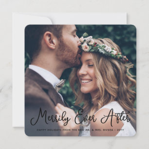 Merrily Ever After Newlyweds Christmas 2 Photo Holiday Card
