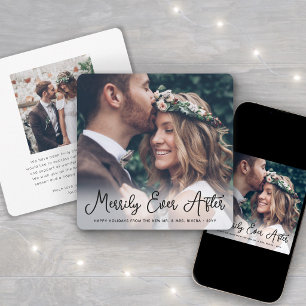 Merrily Ever After Newlyweds Christmas 2 Photo Holiday Card