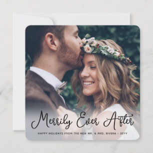 Merrily Ever After Newlyweds Christmas 2 Photo Holiday Card