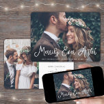 Merrily Ever After Newlyweds Photo First Christmas Holiday Card<br><div class="desc">Send joyful holiday wishes as a new Mr. & Mrs! Celebrate your first married Christmas and share two of your favourite wedding pictures with a stylish custom photo "Merrily Ever After" holiday card. All text on this template is simple to personalise to include any wording, such as Merry and Married,...</div>