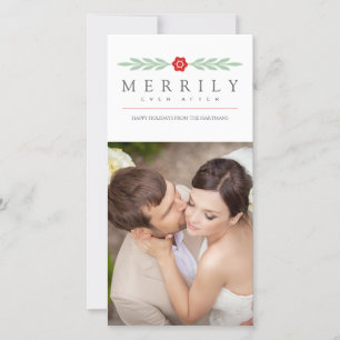 Merrily Ever After Simple Modern Newlywed Holiday Card
