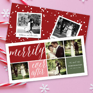 Merrily Ever After Trendy Colour Blocks 4 Photo Holiday Card