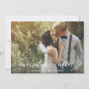 Merrily Ever After, Wedding Christmas Photo Card