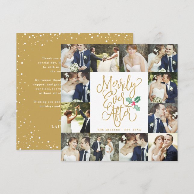 Merrily Ever After Wedding Holiday 12 Photo Card (Front/Back)