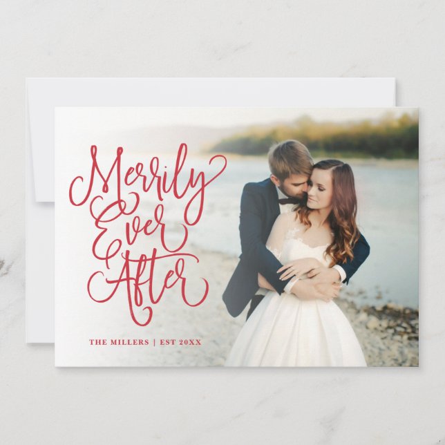 Merrily Ever After Wedding Holiday Full Photo Red Card (Front)