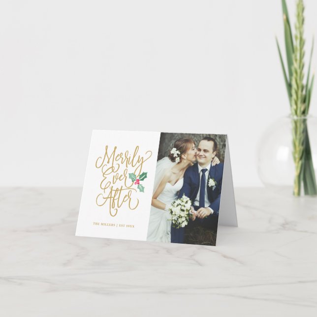 Merrily Ever After Wedding Holiday Photo Folded (Front)