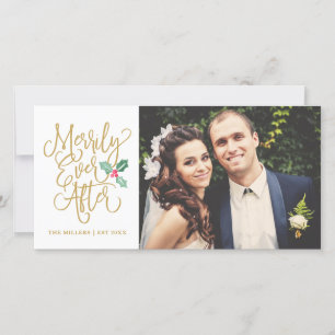 Merrily Ever After Wedding Holiday Photo Gold