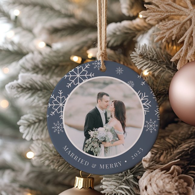 Merrily Ever After | Wedding Photo Ceramic Tree Decoration (Creator Uploaded)