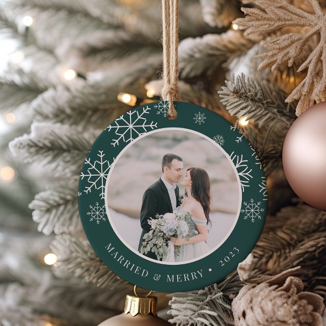 Merrily Ever After | Wedding Photo Ceramic Tree Decoration (Creator Uploaded)