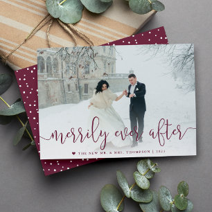 Merrily Ever After   Wedding Photo Christmas Holiday Card