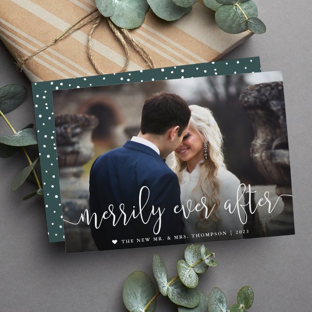 Merrily Ever After | Wedding Photo Christmas Holiday Card (Creator Uploaded)