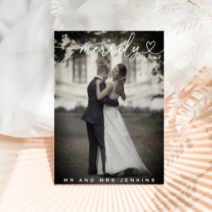 Merrily Ever After’ Wedding Photo Christmas Postcard