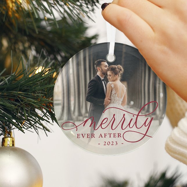 Merrily Ever After | Wedding Photo Glass Tree Decoration (Creator Uploaded)