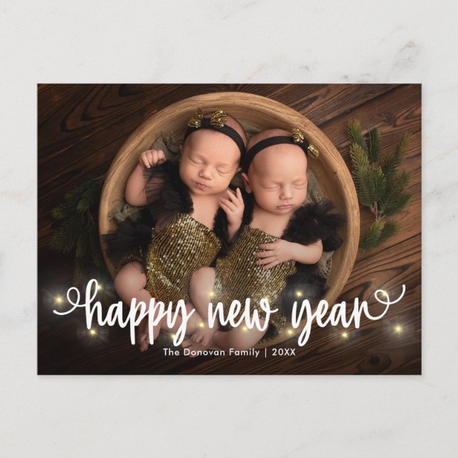 Merrily Lit Happy New Year Photo Card (Front)