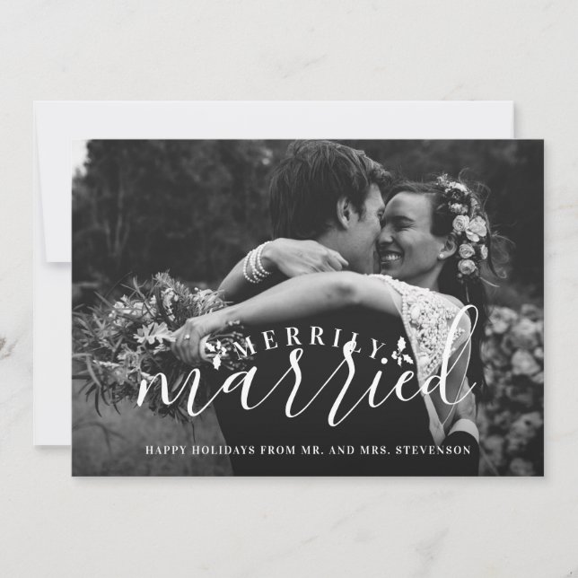 Merrily Married Mr and Mrs Christmas Card (Front)