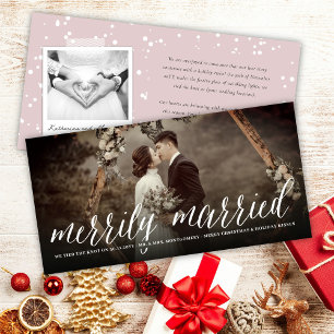 Merrily Married Mr And Mrs First Christmas Photo Holiday Card