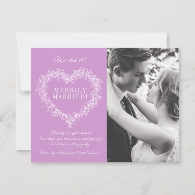 Merrily married purple mistletoe heart Christmas (Front)