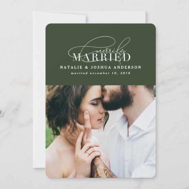 Merrily married wedding announcement (Front)