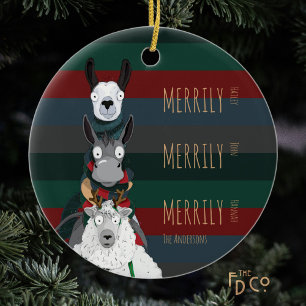 Merrily Merrily Merrily Funny Personalised Ceramic Tree Decoration
