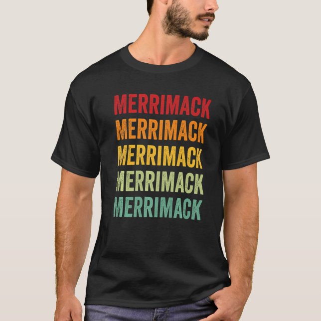 Merrimack County New Hampshire Rainbow Text T-Shirt (Front)