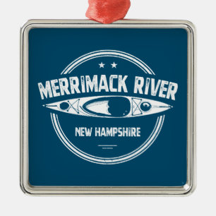 Merrimack River New Hampshire Kayak Metal Tree Decoration