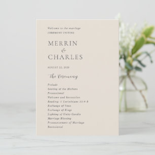 Merrin Beige Elegant Wedding Programme