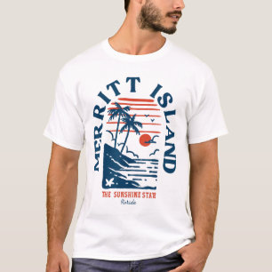 Merritt Island Florida Retro Surfer Vintage Beach T-Shirt